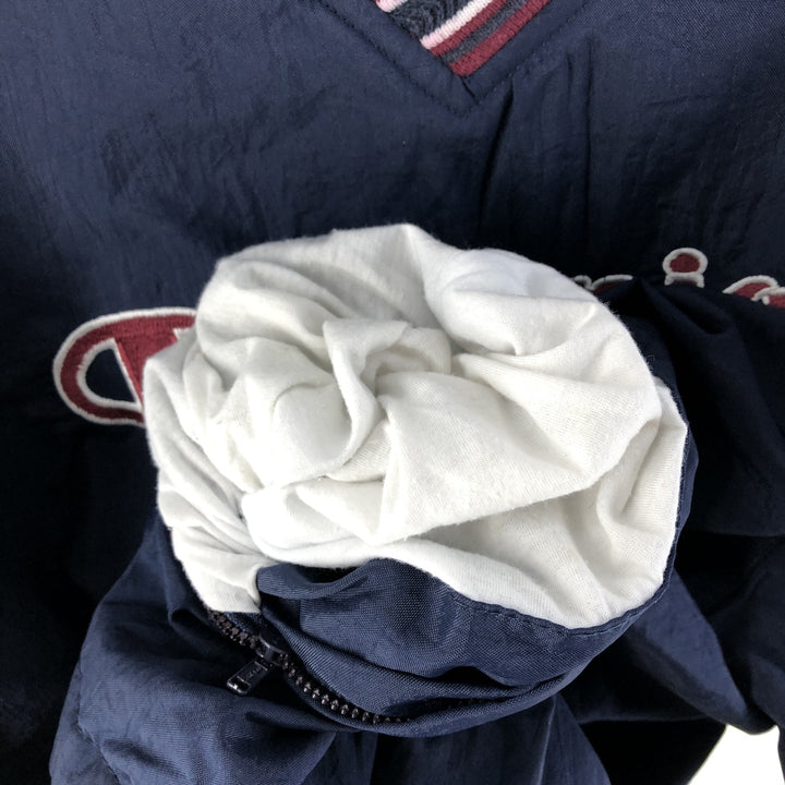 90'S Champion V-neck nylon pullover, men's size M, vintage Nylon navy blue type Vintage Second Hand