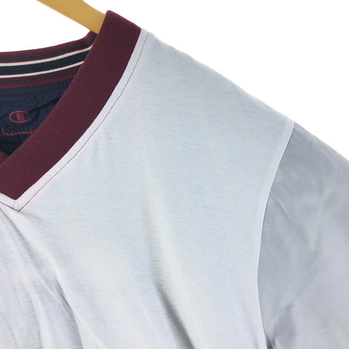 90'S Champion V-neck nylon pullover, men's size M, vintage Nylon navy blue type Vintage Second Hand