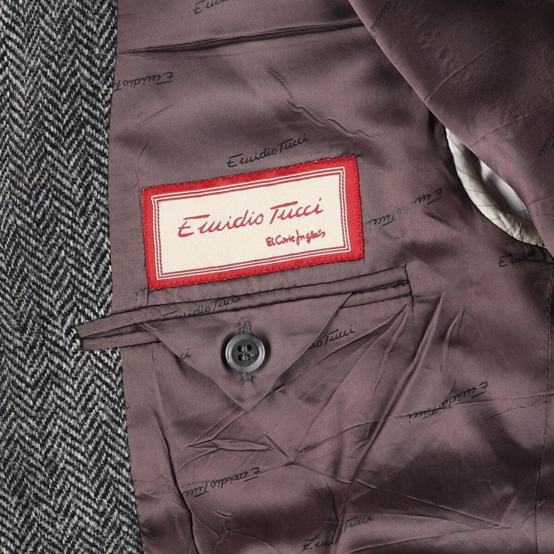 EMIDIO TUCCI Harris Tweed Herringbone Wool Tailored Jacket Men's L size /eaa521344