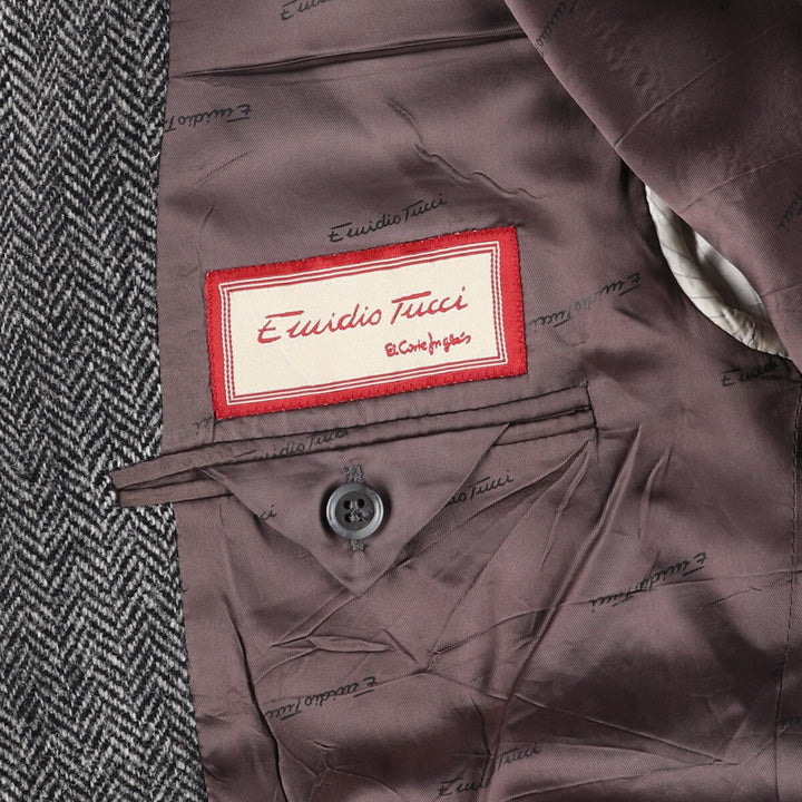 EMIDIO TUCCI Harris Tweed Herringbone Wool Tailored Jacket Men's L size /eaa521344