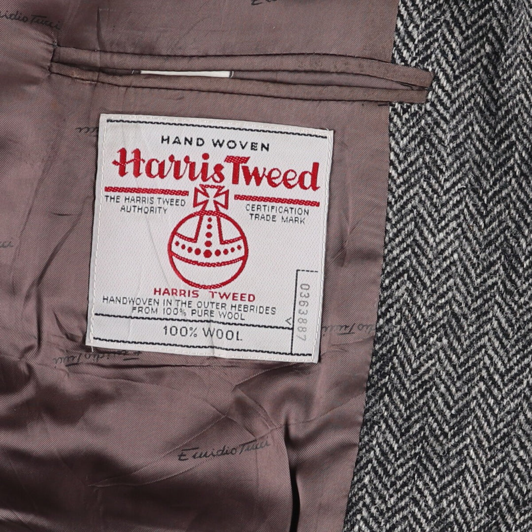 EMIDIO TUCCI Harris Tweed Herringbone Wool Tailored Jacket Men's L size /eaa521344