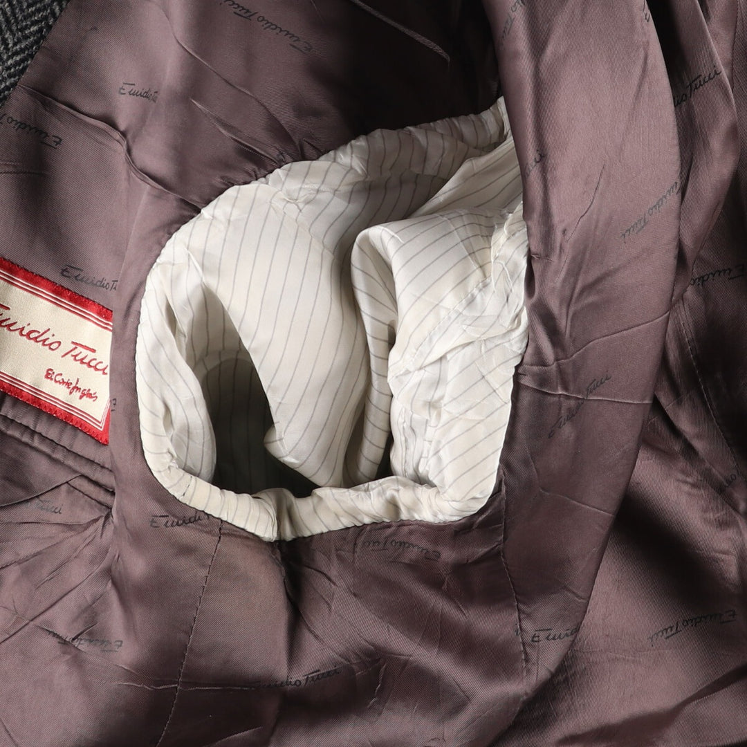 EMIDIO TUCCI Harris Tweed Herringbone Wool Tailored Jacket Men's L size /eaa521344