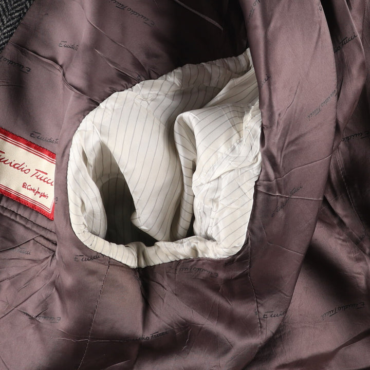 EMIDIO TUCCI Harris Tweed Herringbone Wool Tailored Jacket Men's L size /eaa521344