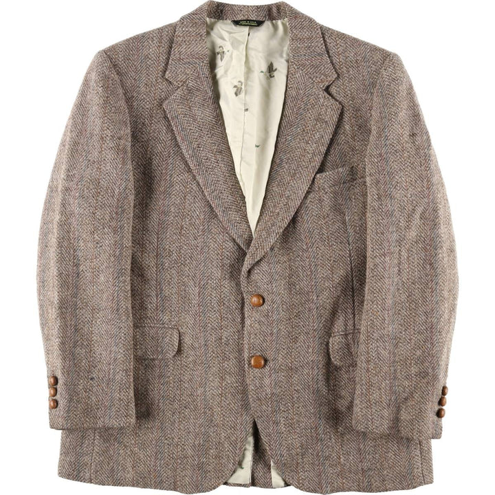 STAFFORD Harris Tweed Harris Tweed Stripe Pattern Herringbone Wool Tailored Jacket Made in USA Men's L size /eaa521345