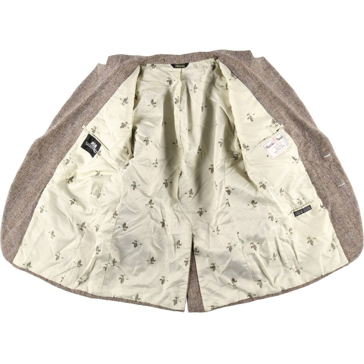 STAFFORD Harris Tweed Harris Tweed Stripe Pattern Herringbone Wool Tailored Jacket Made in USA Men's L size /eaa521345