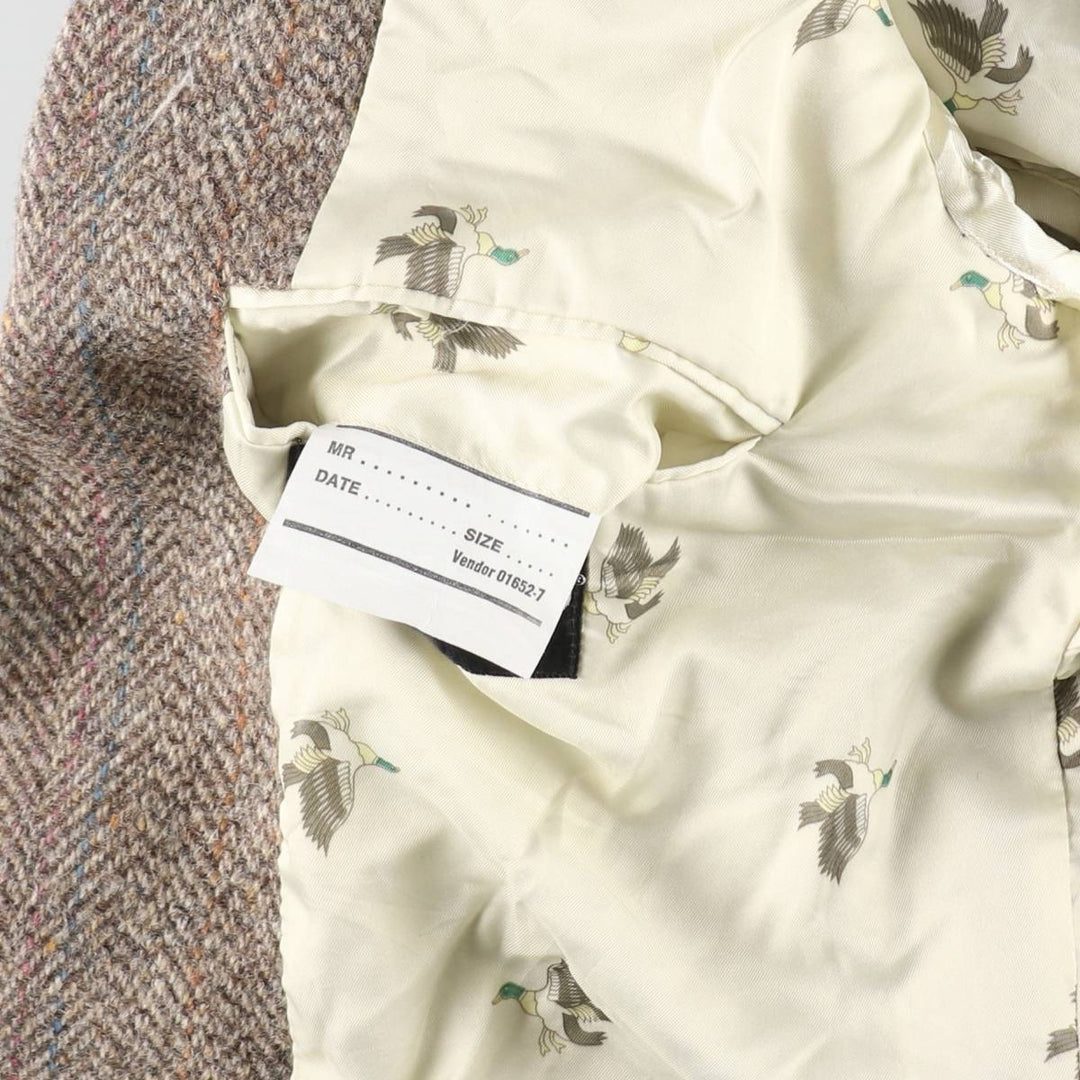 STAFFORD Harris Tweed Harris Tweed Stripe Pattern Herringbone Wool Tailored Jacket Made in USA Men's L size /eaa521345