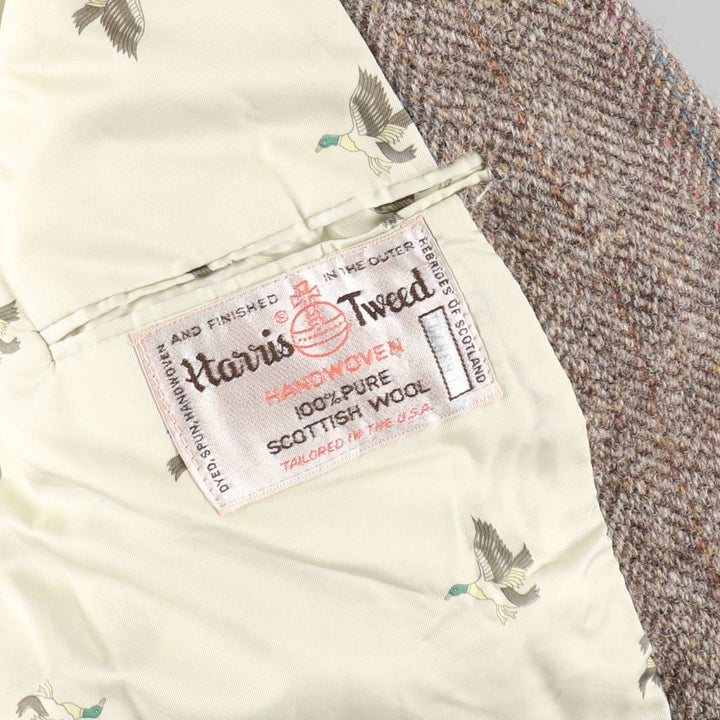 STAFFORD Harris Tweed Harris Tweed Stripe Pattern Herringbone Wool Tailored Jacket Made in USA Men's L size /eaa521345