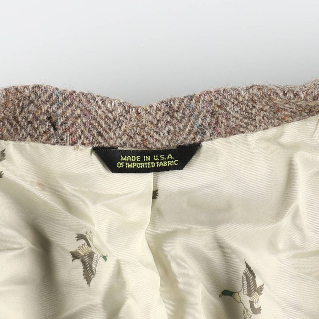 STAFFORD Harris Tweed Harris Tweed Stripe Pattern Herringbone Wool Tailored Jacket Made in USA Men's L size /eaa521345