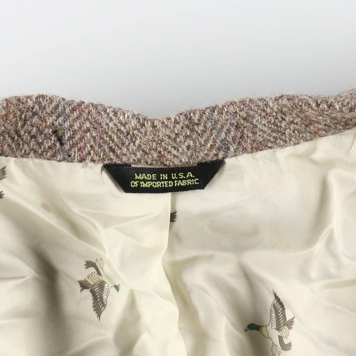 STAFFORD Harris Tweed Harris Tweed Stripe Pattern Herringbone Wool Tailored Jacket Made in USA Men's L size /eaa521345