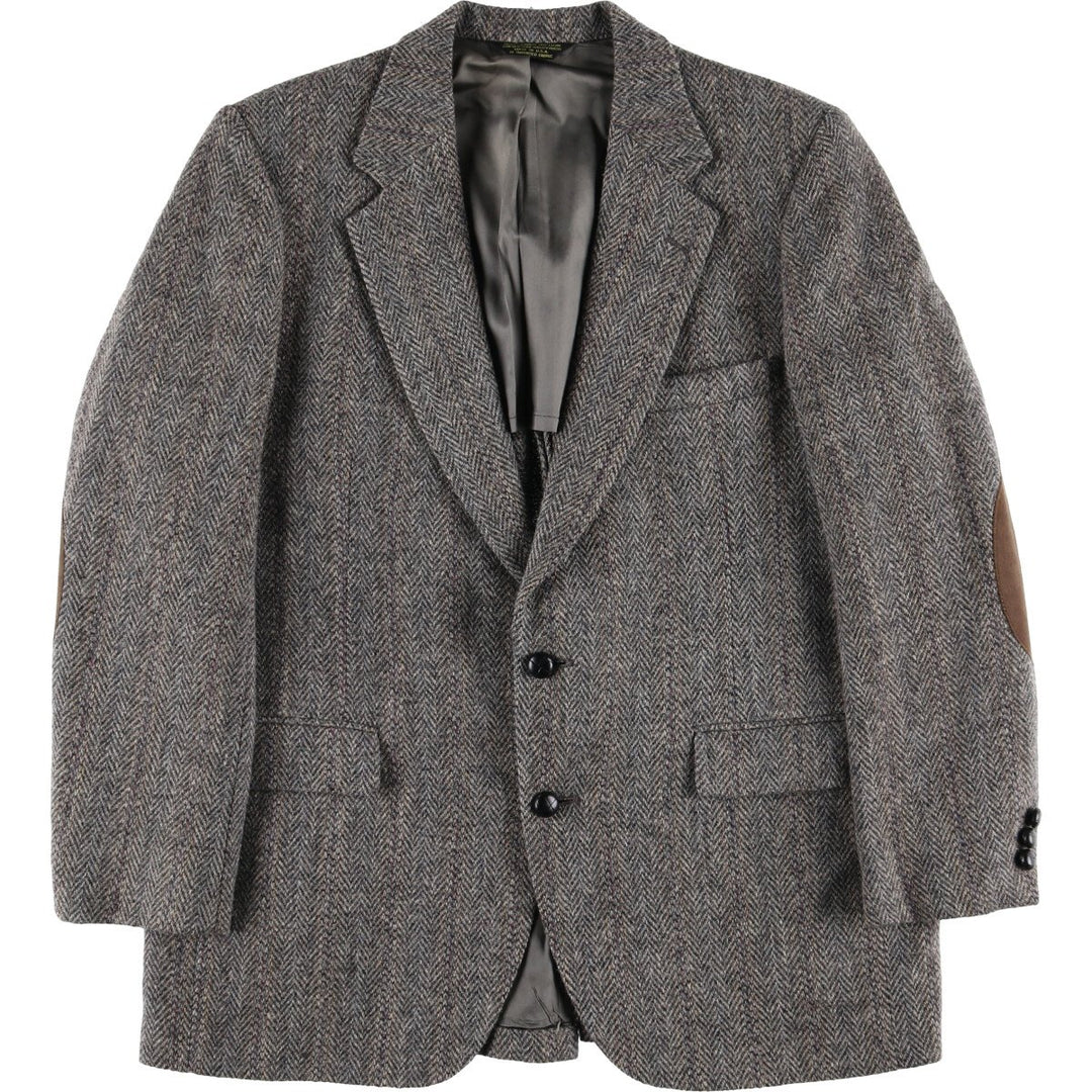 Stafford Harris Tweed Stripe Pattern Herringbone Wool Tailored Jacket Made in USA Men's L size /eaa521346