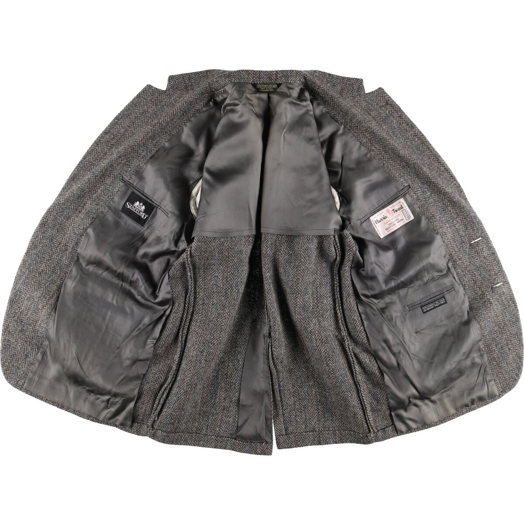 Stafford Harris Tweed Stripe Pattern Herringbone Wool Tailored Jacket Made in USA Men's L size /eaa521346