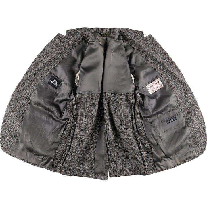 Stafford Harris Tweed Stripe Pattern Herringbone Wool Tailored Jacket Made in USA Men's L size /eaa521346