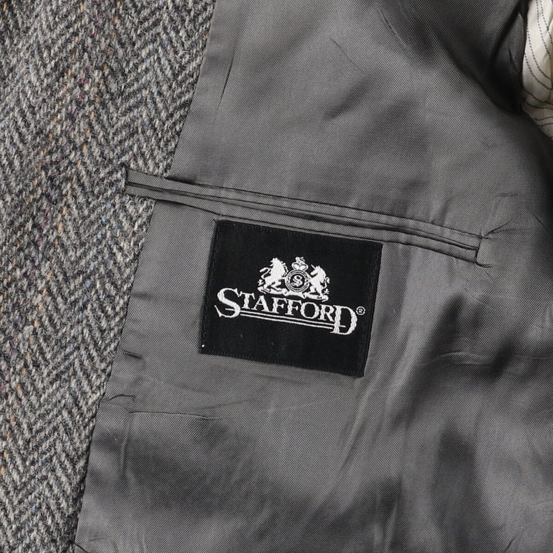 Stafford Harris Tweed Stripe Pattern Herringbone Wool Tailored Jacket Made in USA Men's L size /eaa521346