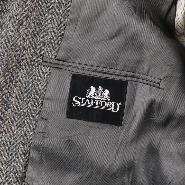 Stafford Harris Tweed Stripe Pattern Herringbone Wool Tailored Jacket Made in USA Men's L size /eaa521346