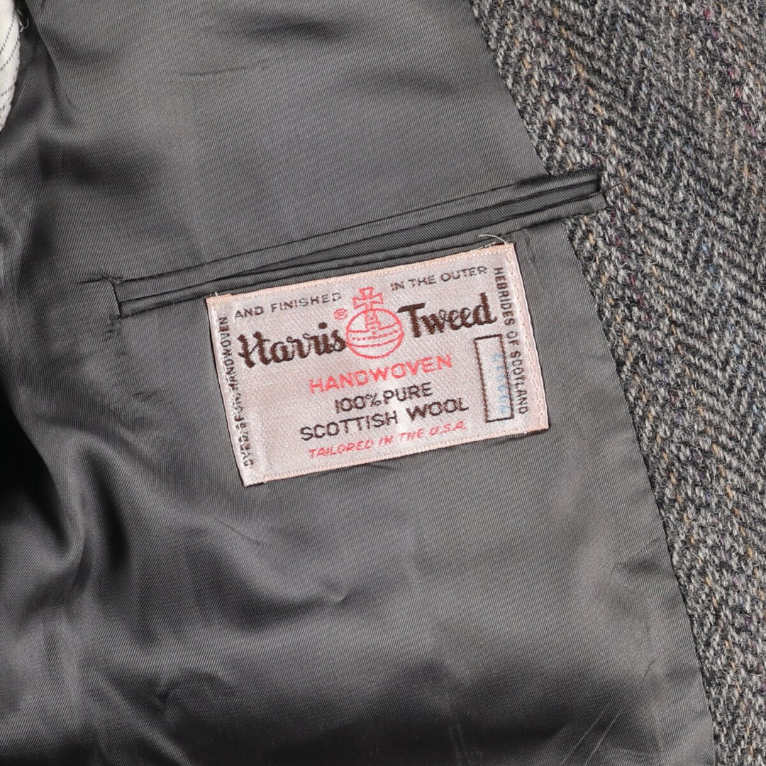 Stafford Harris Tweed Stripe Pattern Herringbone Wool Tailored Jacket Made in USA Men's L size /eaa521346