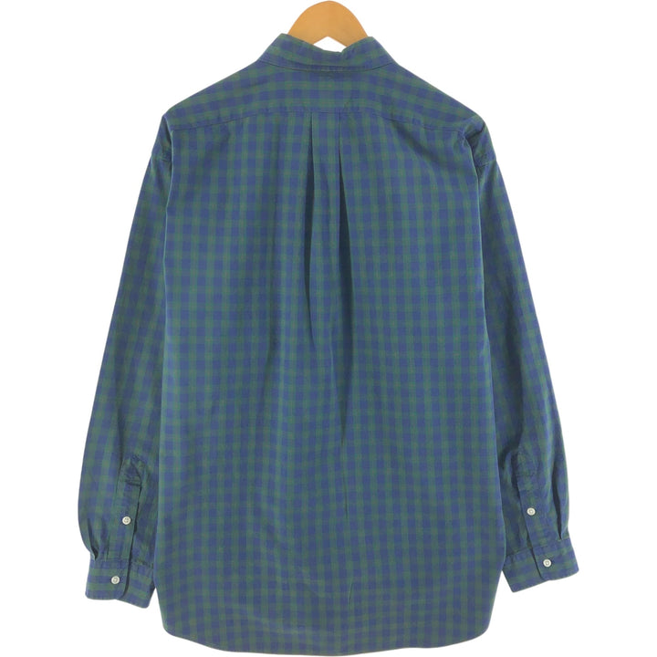 Ralph Lauren BLAKE long sleeve button down check shirt, men's size L cotton navy blue type Vintage Second Hand
