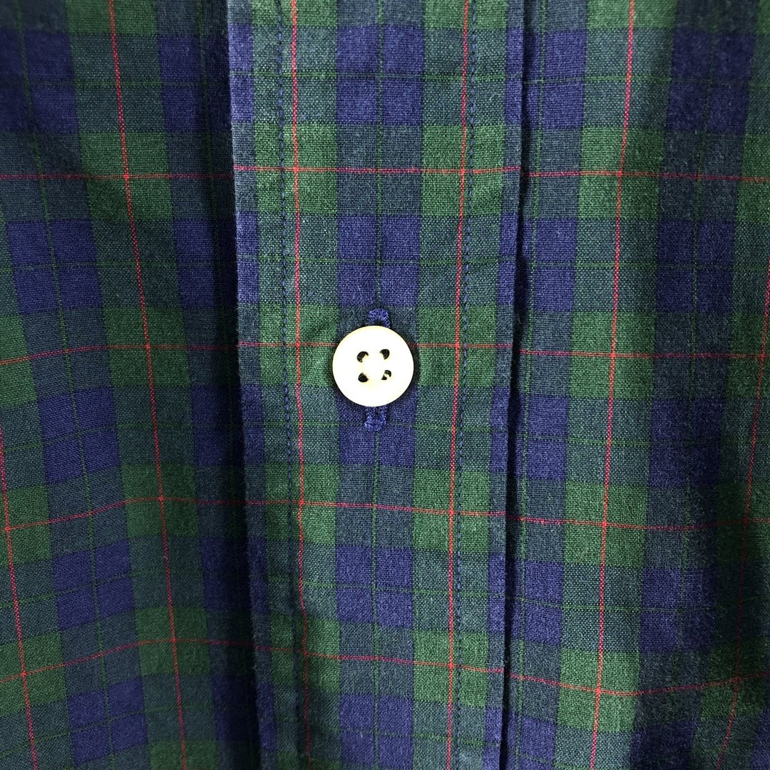 Ralph Lauren BLAKE long sleeve button down check shirt, men's size L cotton navy blue type Vintage Second Hand