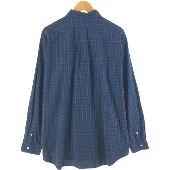 Ralph Lauren BLAKE long sleeve button down check shirt, men's XL size cotton navy blue type Vintage Second Hand