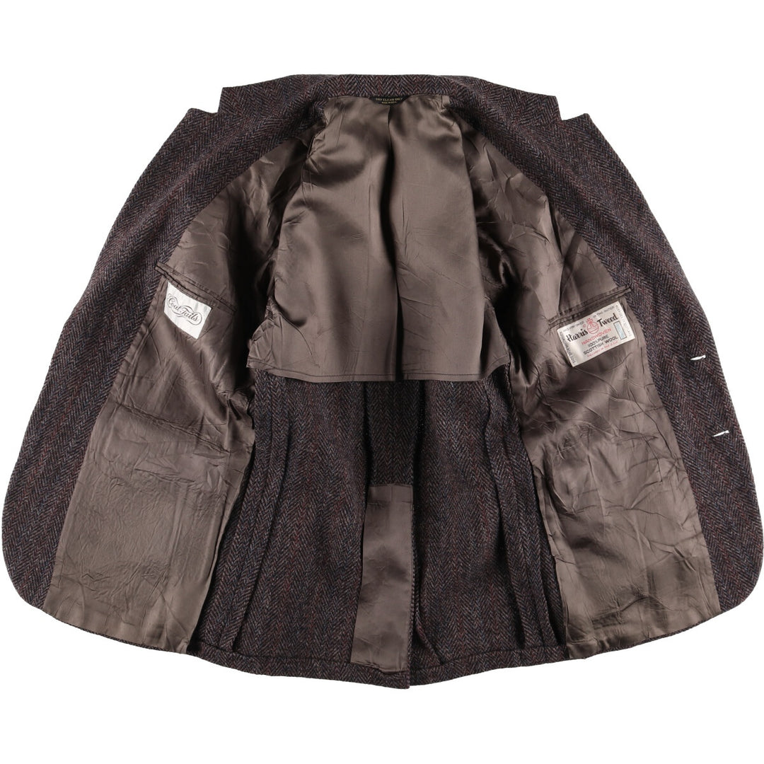 Coat Tails Harris Tweed Harris Tweed Stripe Pattern Herringbone Wool Tailored Jacket Made in USA Men's S /eaa521389