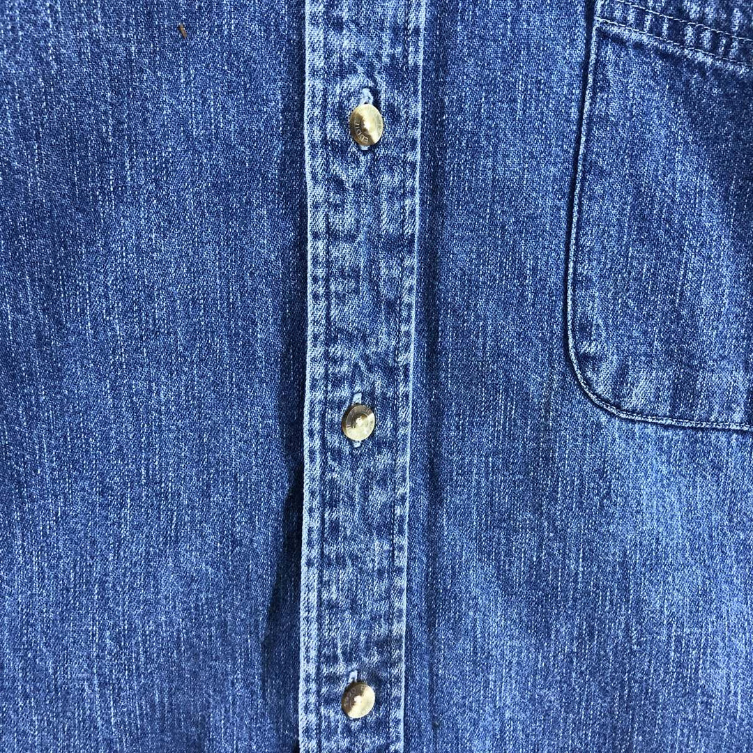 2000'S Eddie Bauer long-sleeved button-down denim shirt, men's size XL cotton blue type Vintage Second Hand