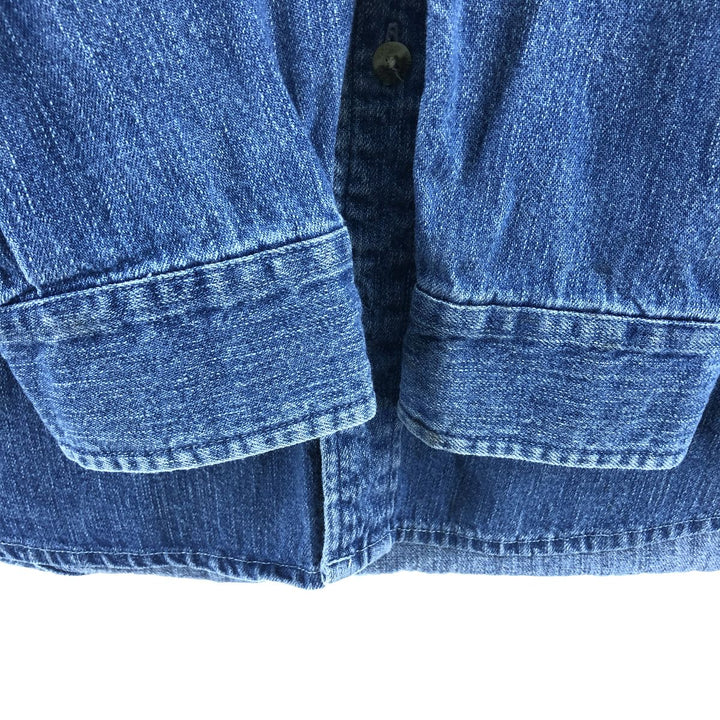 2000'S Eddie Bauer long-sleeved button-down denim shirt, men's size XL cotton blue type Vintage Second Hand