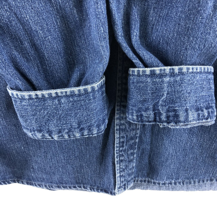 2000'S Eddie Bauer long-sleeved button-down denim shirt, men's size XL cotton blue type Vintage Second Hand