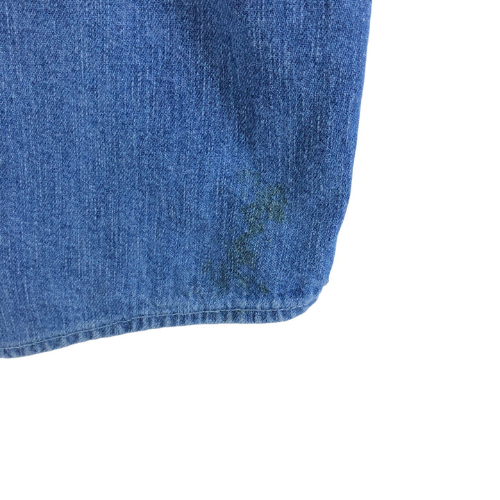 2000'S Eddie Bauer long-sleeved button-down denim shirt, men's size XL cotton blue type Vintage Second Hand