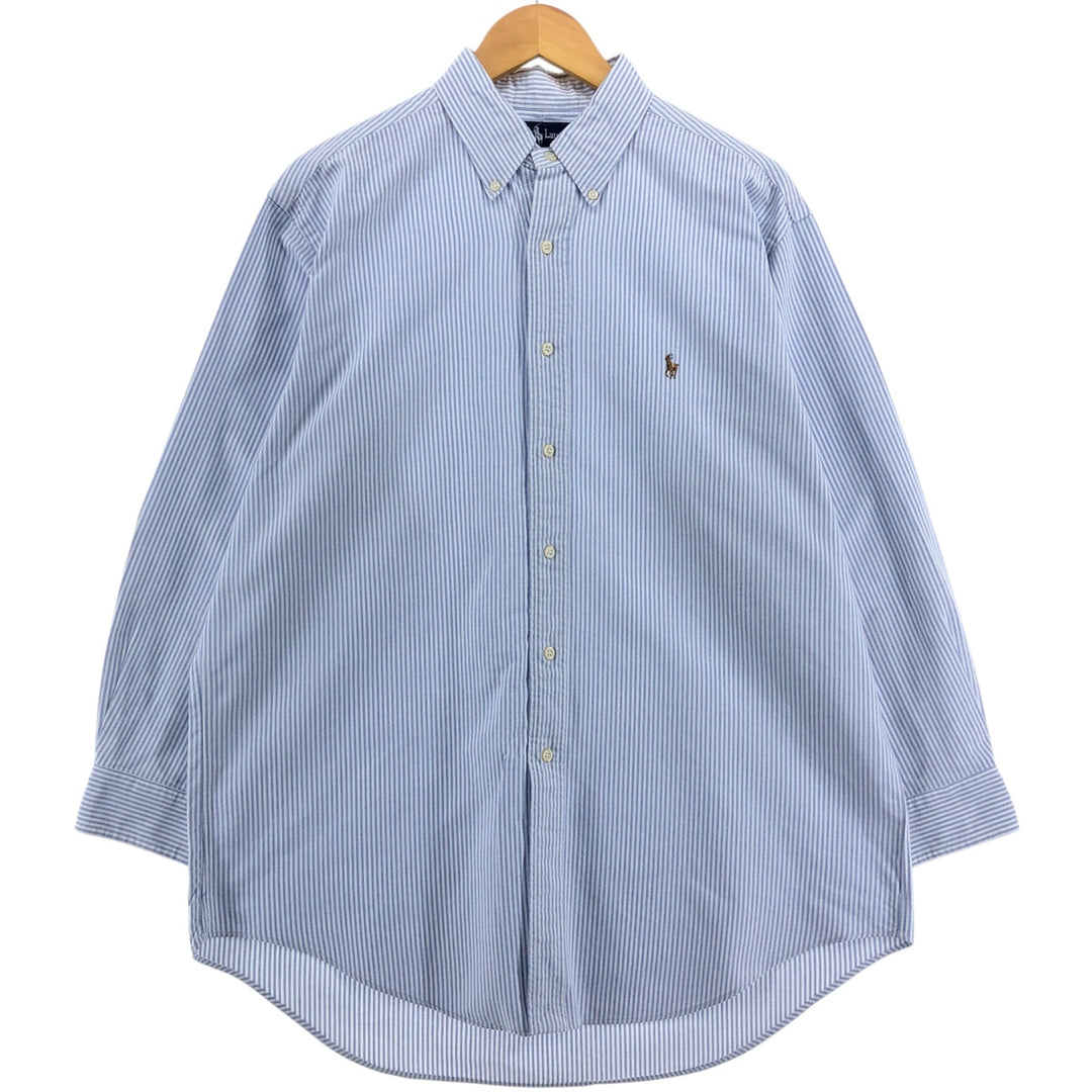 Ralph Lauren YARMOUTH Long Sleeve Button-Down Striped Shirt, Men's XL cotton blue type Vintage Second Hand