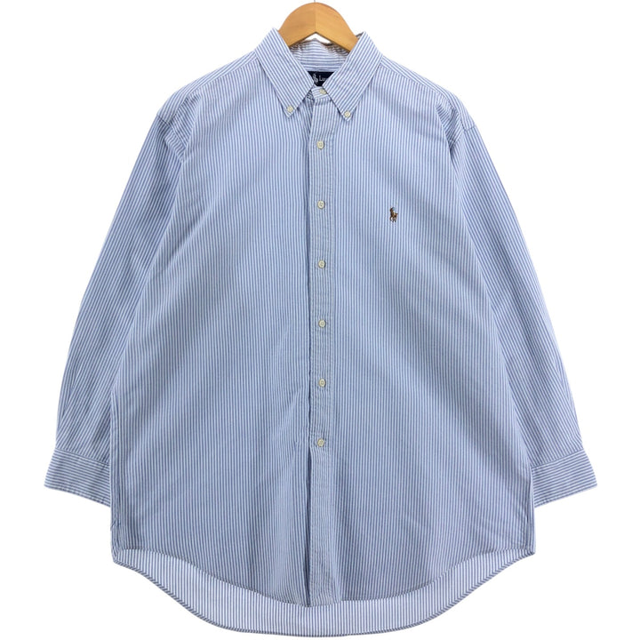 Ralph Lauren YARMOUTH Long Sleeve Button-Down Striped Shirt, Men's XL cotton blue type Vintage Second Hand