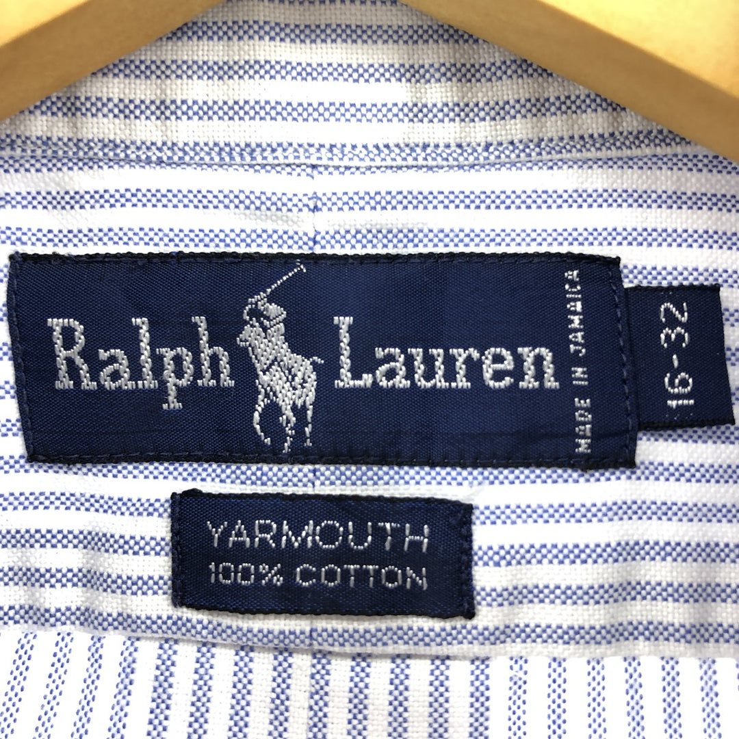 Ralph Lauren YARMOUTH Long Sleeve Button-Down Striped Shirt, Men's XL cotton blue type Vintage Second Hand