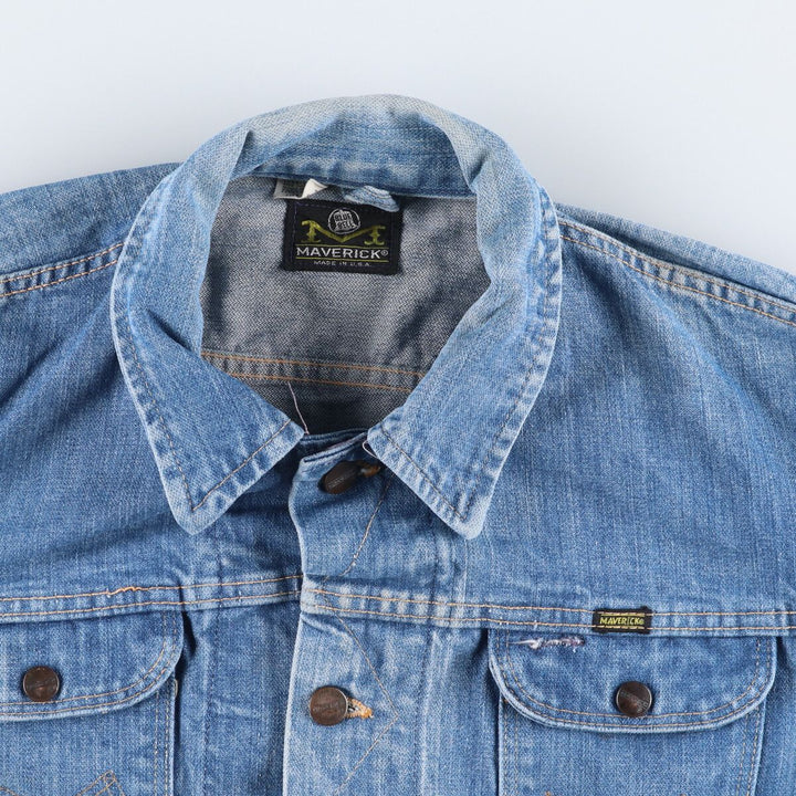 70'S Maverick denim jacket, denim jacket, made in USA, men's size L, vintage /eaa521525