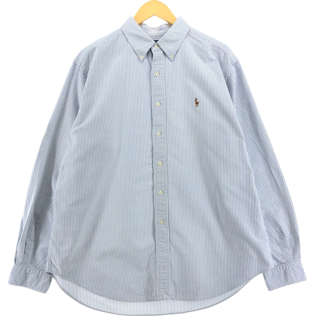 Ralph Lauren Classic Fit Long Sleeve Button Down Striped Shirt Men's XL cotton Blue type light blue Vintage Second Hand