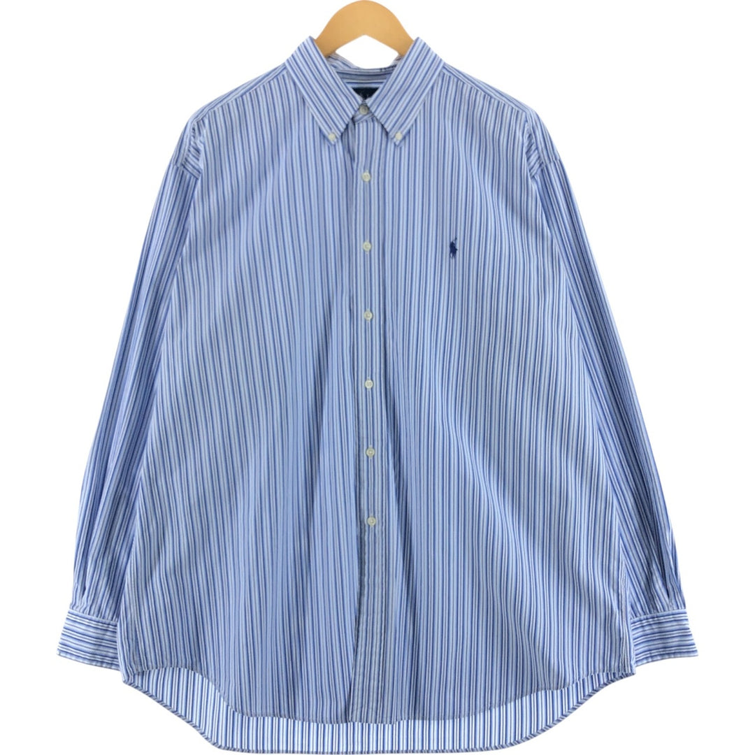 Ralph Lauren BLAKE long sleeve button-down striped shirt, men's size XL cotton blue type Vintage Second Hand