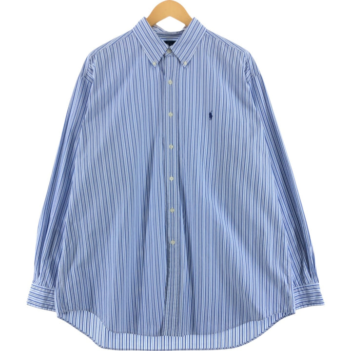 Ralph Lauren BLAKE long sleeve button-down striped shirt, men's size XL cotton blue type Vintage Second Hand