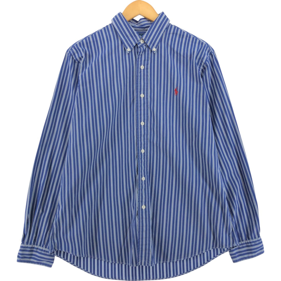 Ralph Lauren CUSTOM FIT long sleeve button down striped shirt men's size L cotton blue type Vintage Second Hand