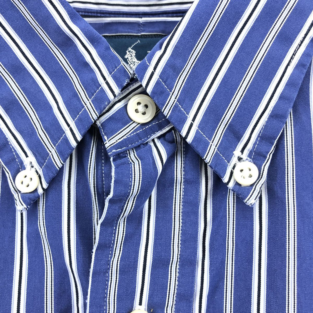 Ralph Lauren CUSTOM FIT long sleeve button down striped shirt men's size L cotton blue type Vintage Second Hand