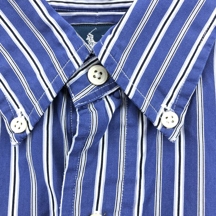 Ralph Lauren CUSTOM FIT long sleeve button down striped shirt men's size L cotton blue type Vintage Second Hand