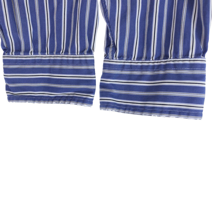 Ralph Lauren CUSTOM FIT long sleeve button down striped shirt men's size L cotton blue type Vintage Second Hand