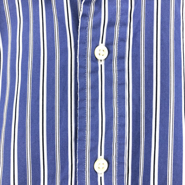 Ralph Lauren CUSTOM FIT long sleeve button down striped shirt men's size L cotton blue type Vintage Second Hand