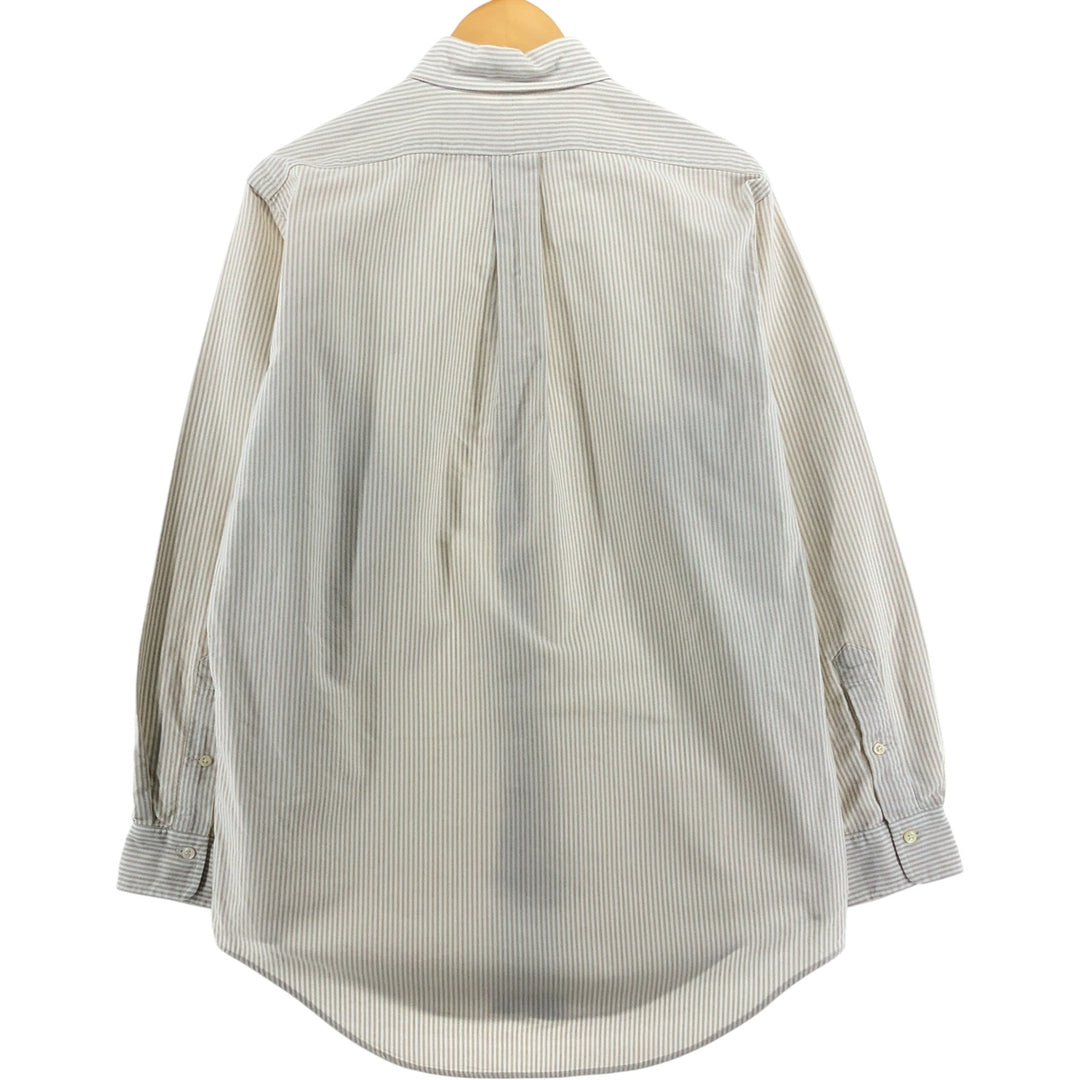 Ralph Lauren long sleeve button down striped shirt, men's size M cotton Beige type Vintage Second Hand