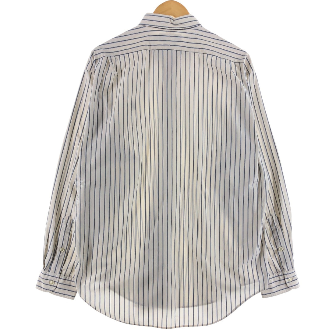 Ralph Lauren MARLOWE long-sleeved button-down striped shirt, men's size L cotton blue type Vintage Second Hand