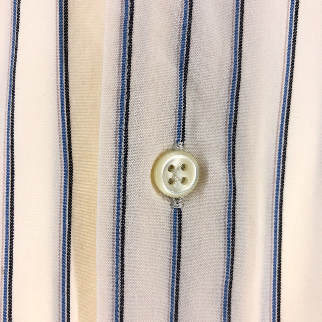 Ralph Lauren MARLOWE long-sleeved button-down striped shirt, men's size L cotton blue type Vintage Second Hand