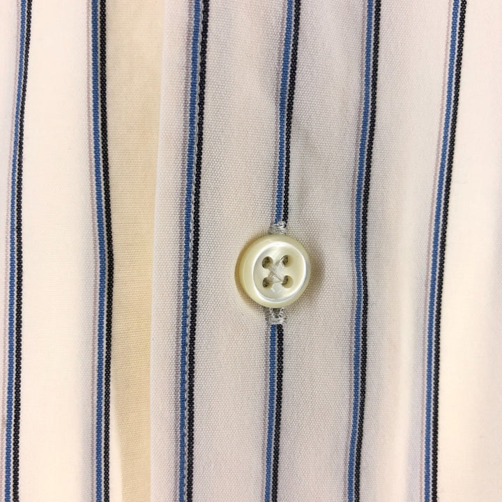 Ralph Lauren MARLOWE long-sleeved button-down striped shirt, men's size L cotton blue type Vintage Second Hand