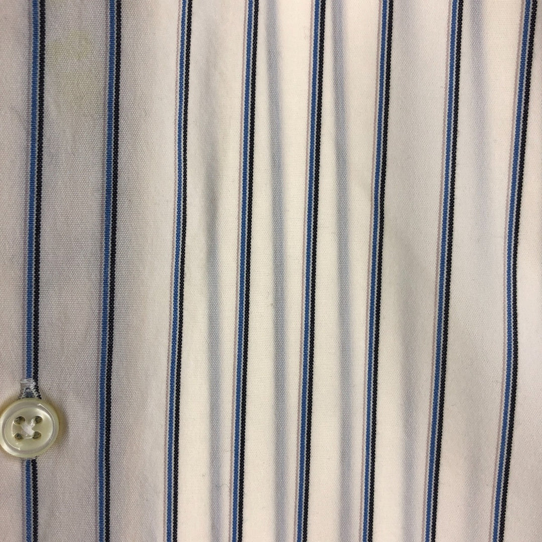 Ralph Lauren MARLOWE long-sleeved button-down striped shirt, men's size L cotton blue type Vintage Second Hand