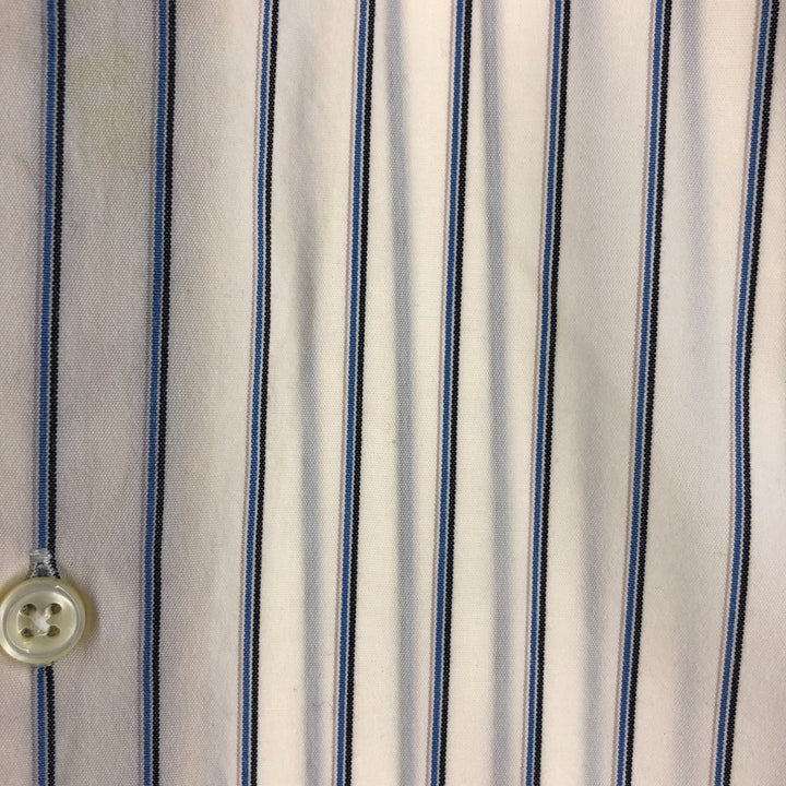 Ralph Lauren MARLOWE long-sleeved button-down striped shirt, men's size L cotton blue type Vintage Second Hand