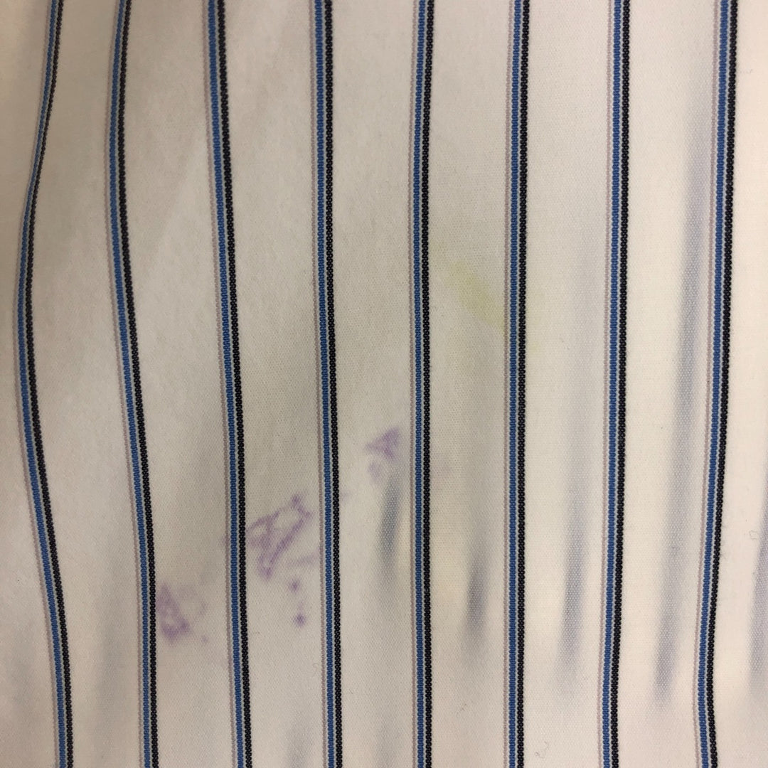 Ralph Lauren MARLOWE long-sleeved button-down striped shirt, men's size L cotton blue type Vintage Second Hand