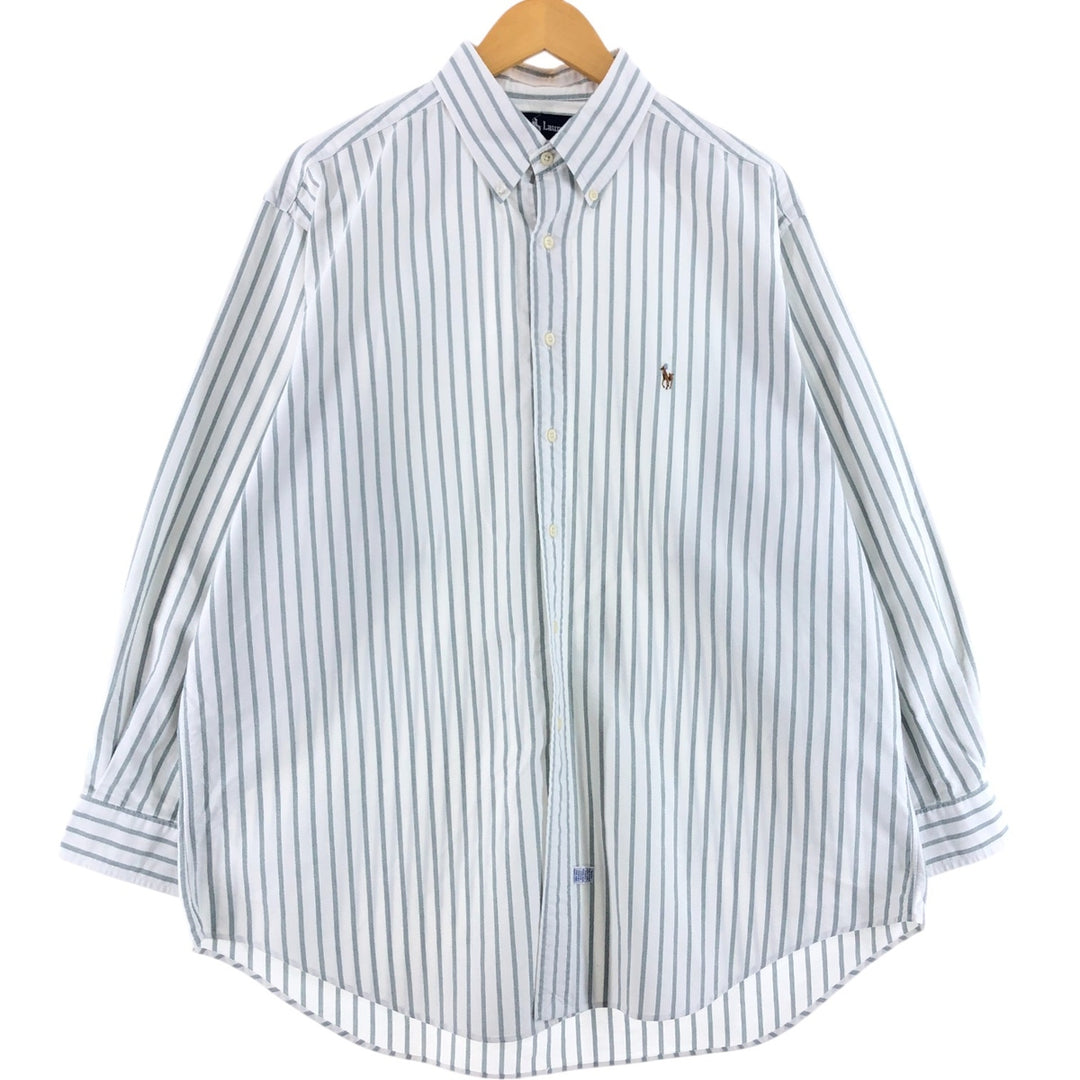 Ralph Lauren YARMOUTH Long Sleeve Button-Down Striped Shirt, Men's XL cotton gray type Vintage Second Hand