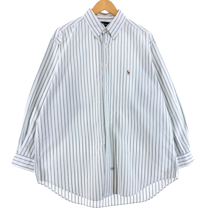 Ralph Lauren YARMOUTH Long Sleeve Button-Down Striped Shirt, Men's XL cotton gray type Vintage Second Hand