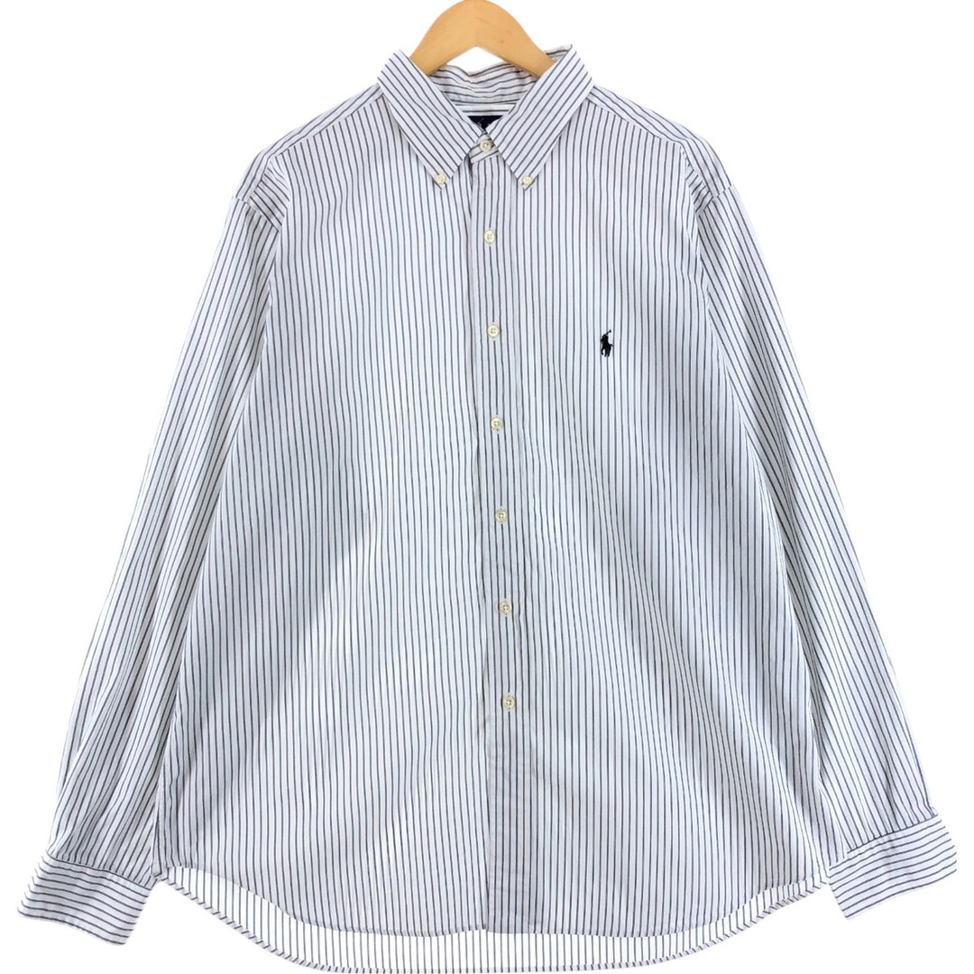 Ralph Lauren Classic Fit Long Sleeve Button Down Striped Shirt, Men's Size L cotton gray type Vintage Second Hand