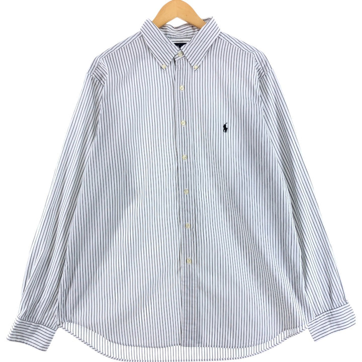 Ralph Lauren Classic Fit Long Sleeve Button Down Striped Shirt, Men's Size L cotton gray type Vintage Second Hand